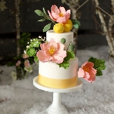 Snowy Sugar Flowers Wedding Cake