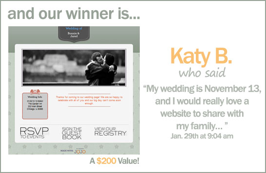 Wedding JoJo Giveaway Winner Wedding JoJo Giveaway Winner