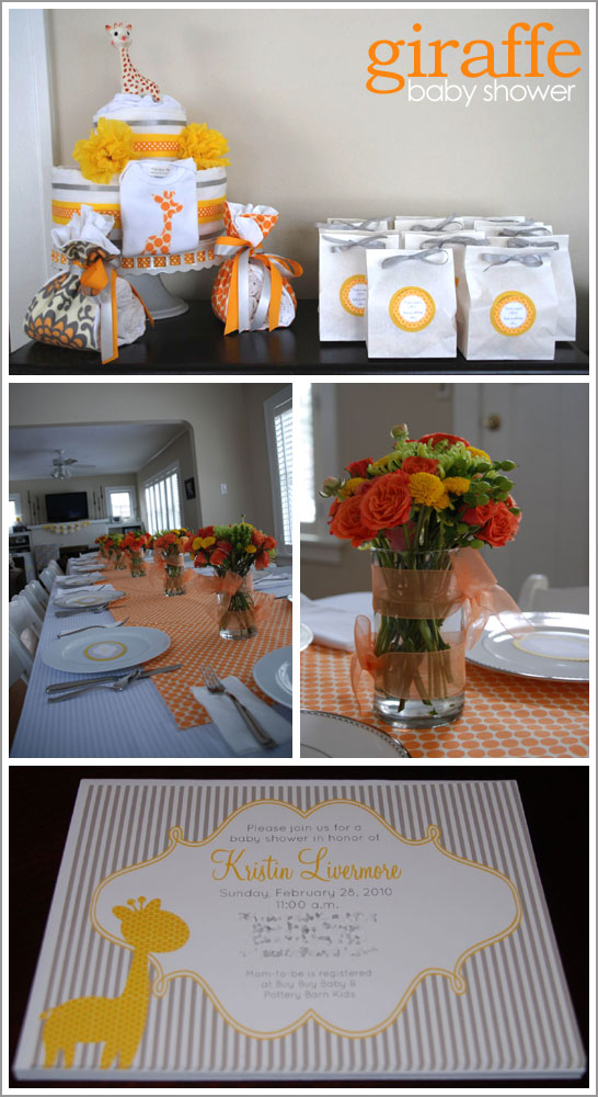 Giraffe Baby Shower in Orange and Grey