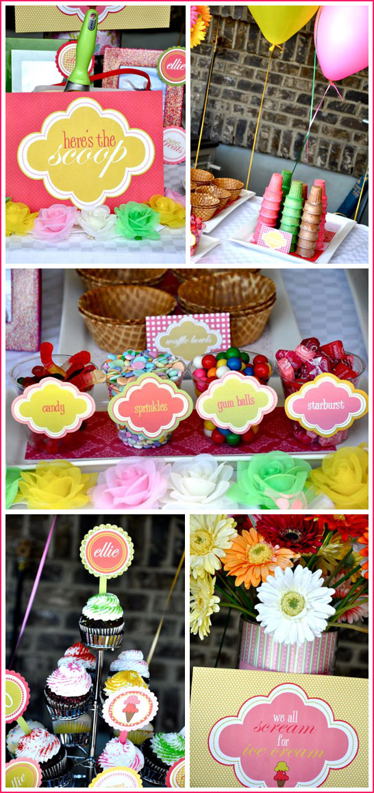 Ice Cream Birthday Party in Pink & Green Ice Cream Birthday Party in Pink & Green