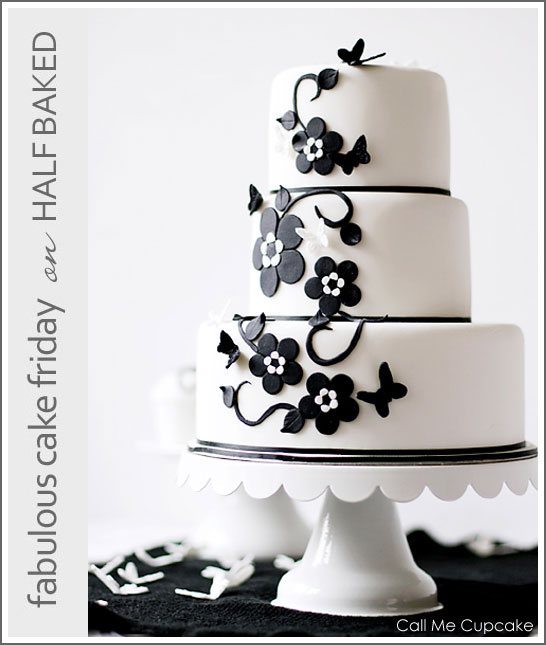 Modern Black & White Cake by Call Me Cupcake Modern Black & White Cake by Call Me Cupcake