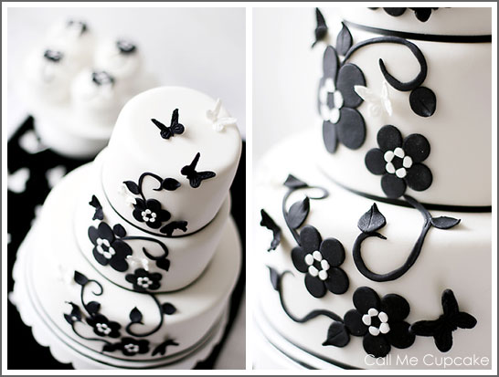 Modern Black & White Cake by Call Me Cupcake Modern Black & White Cake by Call Me Cupcake