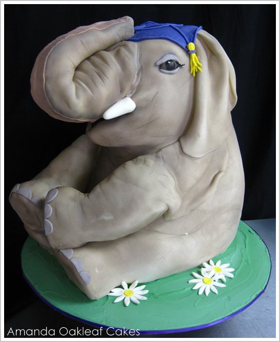 3D Elephant Cake by Amanda Oakleaf Cakes