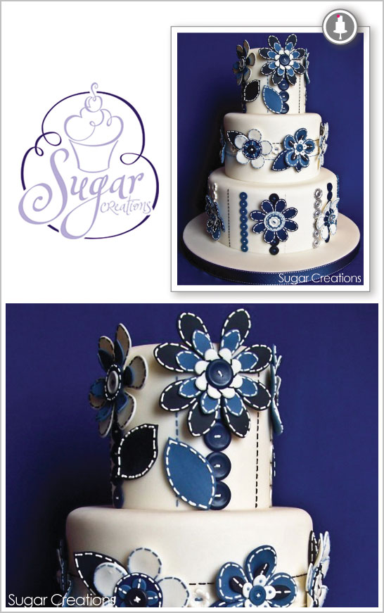 MOD Blue Flower Wedding Cake by Sugar Creations MOD Blue Flower Wedding Cake by Sugar Creations