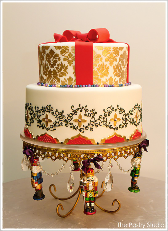 Golden Nutcracker Christmas Cake