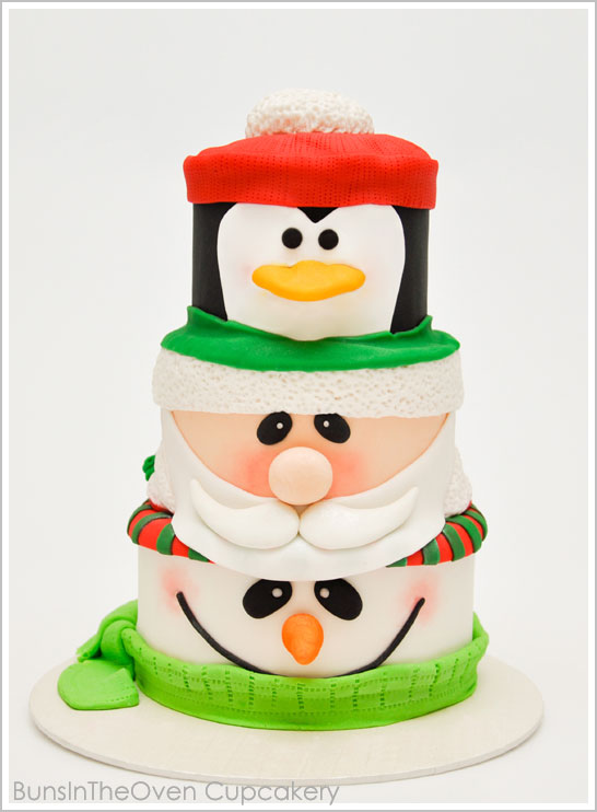 Santa, Penguin, Snowman Cake Santa, Penguin, Snowman Cake