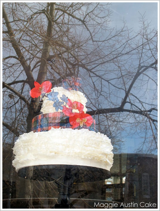 Scottish Plaid and Ruffles Christmas Cake by Maggie Austin