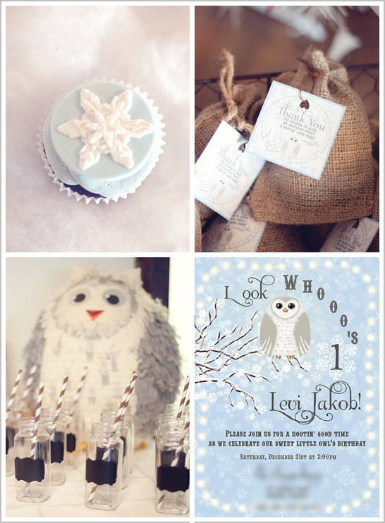 Snow Owl First Birthday Party by Fondant Flinger Snow Owl First Birthday Party by Fondant Flinger